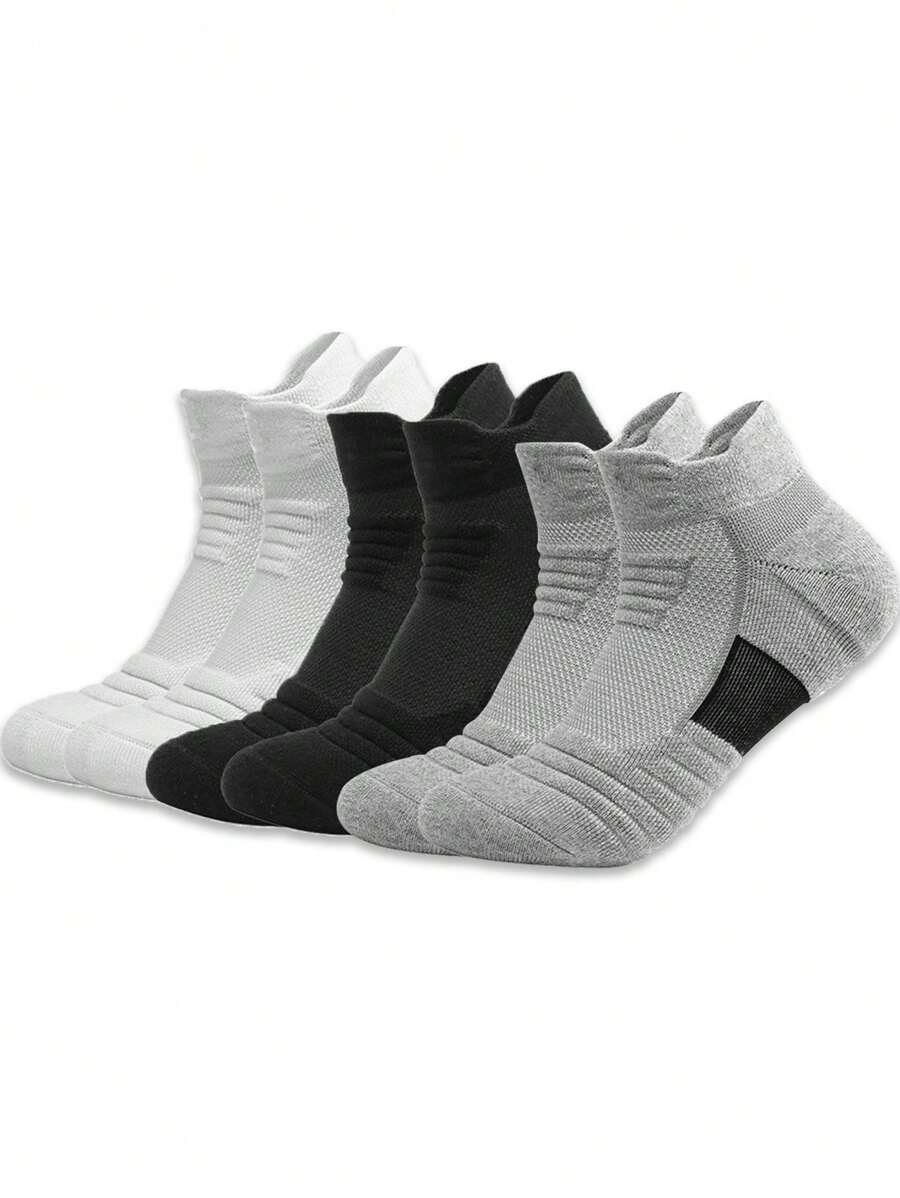 1/2/3 Pairs Extra Large Basketball Socks, Cushioned Professional Athletic Short Ankle Socks For Running, Shock Absorbent & High-Top, For Gym