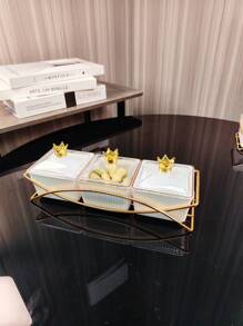 1 Set Iron Gray With Pure White Lid Dishes, Casual Household Items - Bridge Type Pure White Dish Crown Top - View 15