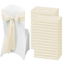 100 PCS Satin Chair Sash Chair Decorative Bow Designed Chair Cover Chair Sashes For Thanksgiving Wedding Christmas Banquet Party Home Kitchen Decoration Multiple Colors,Weddings Graduation Season Outdoor Events Entertain Guests Baby Baptism Family Gathering - IVORY - View 9