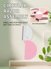CIMACA 1 件折叠眉毛剃须刀 + 1 件带旋转滑盖镜子的口袋折叠镜，高清小镜子便携式迷你化妆镜和折叠毛发修剪器，适合家庭和旅行使用，女性最佳美容护理化妆工具感恩节礼物 - 彩色 - 查看 4