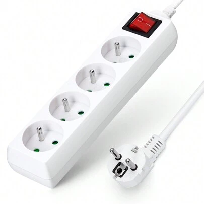 1 pezzo Ciabatta elettrica da 3,4 m con interruttore e protezione per bambini, colore bianco, 16A 250V, marchio Aigostar, adatta per lo standard francese