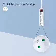 1 件 3.4 米电源板，带开关和儿童保护装置，白色，16A 250V，Aigostar 品牌，适合法国标准 - 查看 4