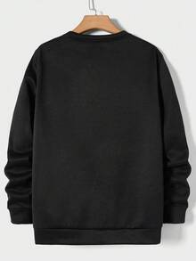 Hombres Sudadera con estampado de Navidad POSE - Negro - Ver 2