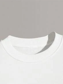 男士休闲日常字母印花圆领运动衫，秋季 - 白色 - 查看 7
