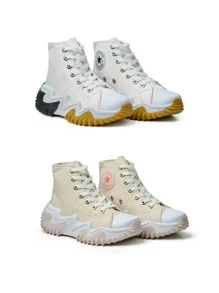 Kit 2 Pairs Of Run Motion Women's Boots Launch Platform Tractor - Trắng/be - Xem 2