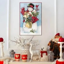1Pc Framed Canvas Poster, Snowman Wall Art Canvas Paintings, Ideal Gift For Bedroom Living Room Corridor, Wall Art, Wall Decor, Winter Decor, Room Decoration