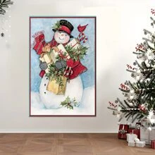1Pc Framed Canvas Poster, Snowman Wall Art Canvas Paintings, Ideal Gift For Bedroom Living Room Corridor, Wall Art, Wall Decor, Winter Decor, Room Decoration