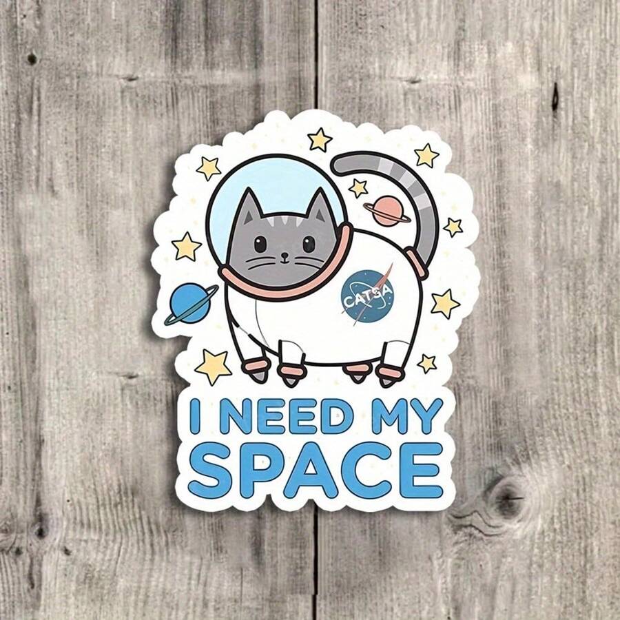 Car-5313: "Miếng dán vinyl hình phi hành gia mèo I Need My Space – Hoàn hảo cho máy tính xách tay, bình nước, nhật ký và không gian của người yêu mèo | Tuyệt vời cho người hâm mộ phi hành gia, người yêu mèo và người đam mê khoa học viễn tưởng | Món quà lý tưởng cho bạn bè, người nuôi mèo và người đam mê không gian | Miếng dán dễ thương và kỳ quặc cho đồ trang trí theo chủ đề không gian và mèo" - 3inch/7,62cm - Xem 1