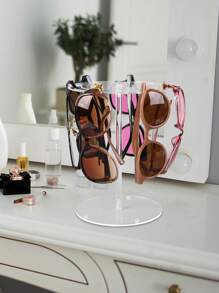 1pc Acrylic Sunglasses Display Stand, High-Quality Transparent 360° Rotating Round Elevated Holder, Clear Desktop Eyeglasses Organizer Rack - Clear - View 4