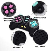 1 件装硅胶卡通游戏手柄牙胶玩具，硅胶益智牙胶玩具，可爱游戏机造型，中国风元素，适合 6-12 个月宝宝的益智牙胶玩具，完美的感官咀嚼玩具，万圣节、感恩节、圣诞节礼物