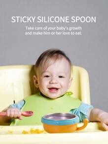 KUNT 1 Set Baby Silicone Sticky Spoon, Infant Feeding Spoon, Soft Silicone Training Spoon For Puree, Rice Cereal, Baby Food