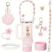7Pcs Accessories Set For Cup 30oz 40oz, Including Silicone Straw Cover And Bottle Boot Handle Strap Charms For Tumbler Decorations For - Multicolor - View 1