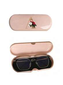 Creamy/Monet-Style Solid Color Glasses Case, New And Simple Design, Convenient And Portable With Waterproof And Dustproof Function (Small Size, Made Of Plastic Material) Initial Glasses Case Hard Shell - PU Leather Flower Gold Letter A-Z Flower Prints Pink Eyeglass Case