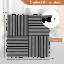Lifezeal 18/36 PCS Interlocking Deck Tiles 12" X 12" Waterproof All Weather Flooring Covering Brown/Grey - Gray-36 Pieces - View 3