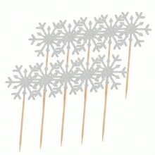 10pcs Snowflake Cake Toppers, Cake Decorations Accessories For Birthday Cake, Christmas, New Year Celebrations - Silver Star Snowflake Cake Picks