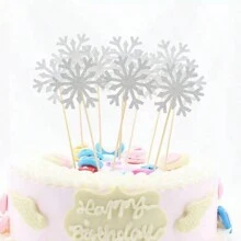 10pcs Snowflake Cake Toppers, Cake Decorations Accessories For Birthday Cake, Christmas, New Year Celebrations - Silver Star Snowflake Cake Picks