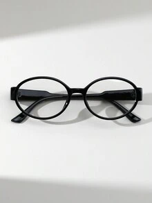 1 Cặp Kính Oval Đen Cổ Điển Đa Năng Phong Cách Đường Phố Không Cần Đơn Thuốc, Thích Hợp Sử Dụng Hàng Ngày Và Phối Với Trang Phục - màu đen - Xem 2