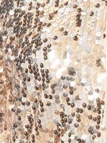 Womens Sequin Long Sleeve Front Zip Jacket With Ribbed Cuffs Bomber For Party - Champagne - View 9
