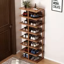 6/8 Tier Vertical Shoe Rack Tall Narrow Shelf Storage Organizer Slim Shoe Tower - Chocolate Brown - View 1