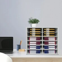 Desktop Literature Organizer Office File Sorter Mail Center Magazine Holder Paper Cabinet With Adjustable Shelves Mailbox For Office Home School Classroom Shelves, 12 Slots, White