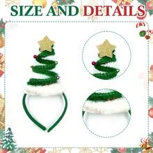 Kerstfeestaccessoiresset van 4 stuks - Kerstboomhoofdtooi, groene tutu van tule, gestreepte kousen, belketting - Feestelijke kostuumbenodigdheden voor dames