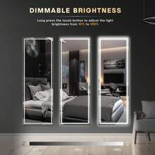 LED Full Length Dressing Mirror, Free Standing Floor Mirror, Wall Mounted Hanging Mirror With Lights, Full Size Body Mirror With Dimming & 3 Color Lighting For Bedroom - Black - View 4