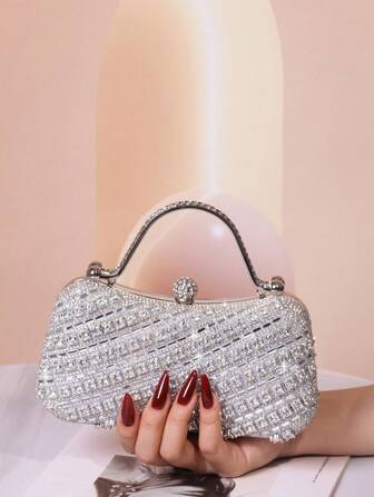 Damkuvertväska med glittrande strassdekoration, dekorerad med glänsande ädelstensdetaljer, lämplig för bröllop, fester, galor, alla hjärtans dag-presenter, födelsedagspresenter, klänningsaccessoarer