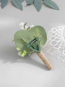 1Pc Wedding Artificial Rose Boutonniere For Men Wedding Groomsmen Artificial Corsage Groom Boutonniere Artificial Flower For Prom Ceremony Party Rustic Marriage(White) Valentines