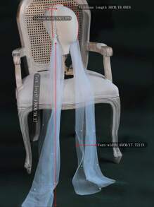 Faixa de noiva com aplicações de pérolas artificiais (1 peça), cinto fino de chiffon para cintura, acessório elegante para vestido de festa de casamento. Ideal para o Dia dos Namorados. - Branco - Ver 5