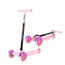 LED Light Up Foldable Toy Scooter Adjustable Height Balance & Coordination Training With Multi-Color Lights For Girls & Boys - Pink - View 4