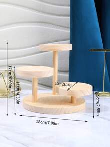 1pc DIY Removable Wood 3-Tier 3-Round Tray, Can Hold Watches, Bracelets, Earrings, Suitable For Vendor Stall, Vanity Table, Children's Room, Multi-Function Storage Rack