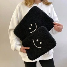 Cute Plush Smiling Face Laptop Sleeve Case, Minimalist Design - Multicolor - View 9
