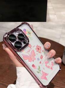 1 个新款蝴蝶电镀四角气垫防摔/加厚透明 TPU 保护壳兼容 Iphone/16prmax/16pro/16/13promax/12promax11、15PROMAX、14PROMAX/Galaxy、SAM/Honor/Note13pro/S23 Ultra/S24 Ultra