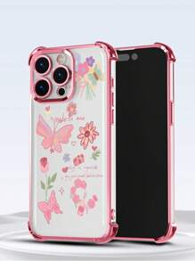 1 个新款蝴蝶电镀四角气垫防摔/加厚透明 TPU 保护壳兼容 Iphone/16prmax/16pro/16/13promax/12promax11、15PROMAX、14PROMAX/Galaxy、SAM/Honor/Note13pro/S23 Ultra/S24 Ultra