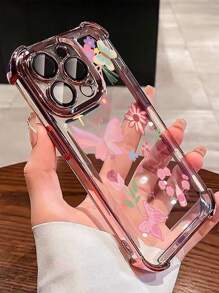 1 个新款蝴蝶电镀四角气垫防摔/加厚透明 TPU 保护壳兼容 Iphone/16prmax/16pro/16/13promax/12promax11、15PROMAX、14PROMAX/Galaxy、SAM/Honor/Note13pro/S23 Ultra/S24 Ultra