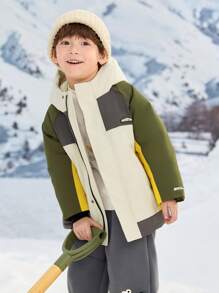 Balabala Chaqueta acolchada para niños pequeños, nuevo abrigo con bloqueo de color de estilo exterior, invierno 2024