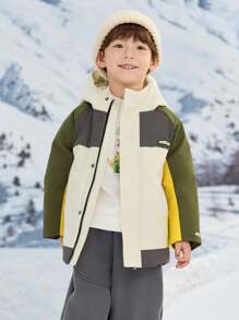 Balabala Chaqueta acolchada para niños pequeños, nuevo abrigo con bloqueo de color de estilo exterior, invierno 2024