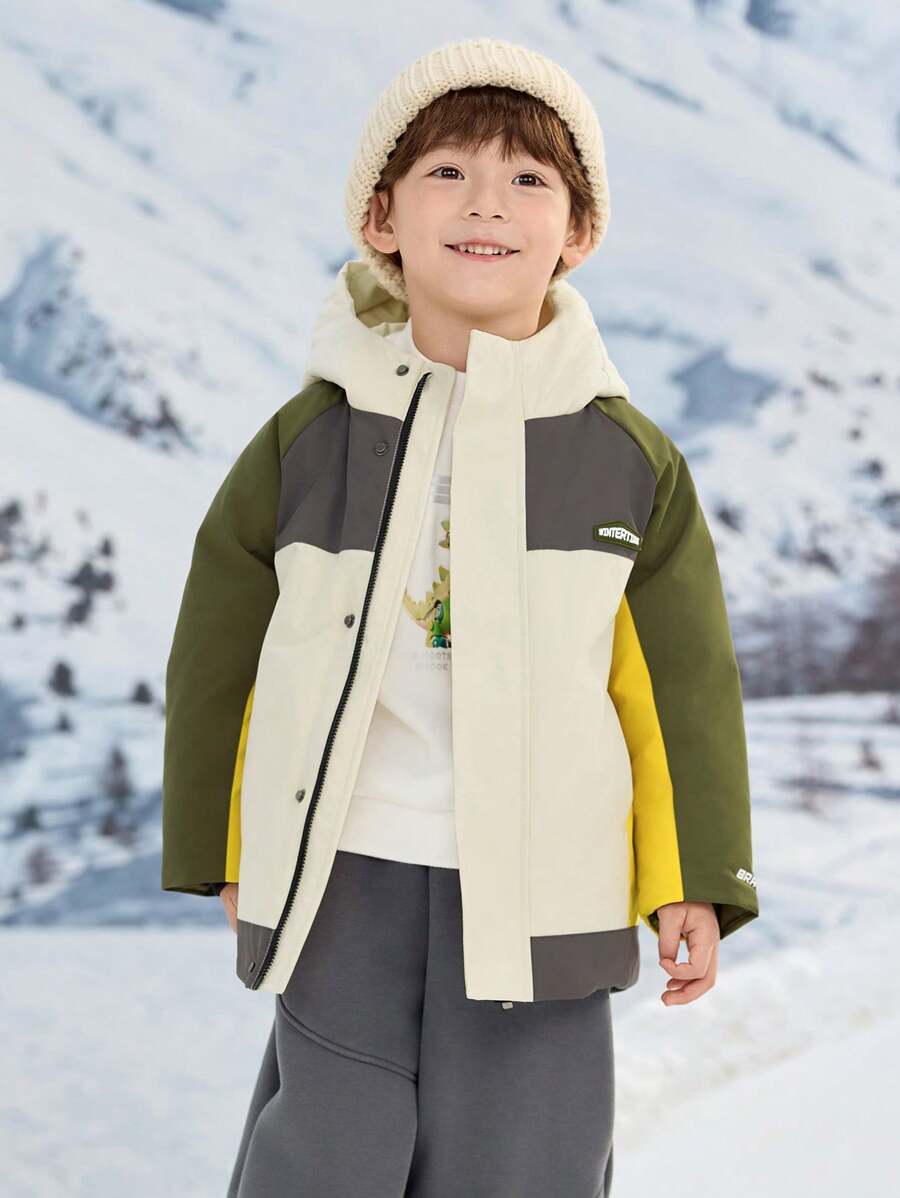 Balabala Chaqueta acolchada para niños pequeños, nuevo abrigo con bloqueo de color de estilo exterior, invierno 2024