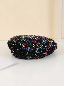 1 chiếc mũ nồi nhung đính sequin nhiều màu sắc dành cho nữ, phong cách thời trang Châu Âu và Mỹ dành cho biểu diễn sân khấu, tiệc tùng và sự kiện Ngày lễ tình nhân - sequin - Xem 5