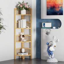 Corner Shelves Free Standing Shelf Floor Storage Unit For Bathroom, Living Room, Bedroom, Kitchen, Balcony Or Office - Corner Natural Bamboo/4 Tier - View 6