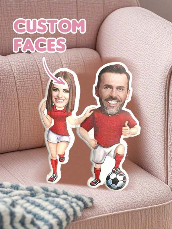1 Couple Customized Photo Pillow Personalized Face Shape Pillow Fun Sports Funny Gift With Photo Customized Photo Pillow Valentine's Day Gift Boyfriend Girlfriend Husband Wife Her/His Unique Gift, Perfect For Birthdays, Anniversaries, Valentine's Day, Graduation Ceremonies, Weddings, Christmas