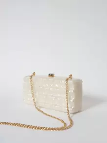 闪亮方形亚克力晚宴包，乳白色和粉红色 - 适合婚礼派对、情人节、年终派对和庆祝宴会等正式场合。贴心的情人节、年终派对和庆祝宴会礼物。送礼的理想礼物