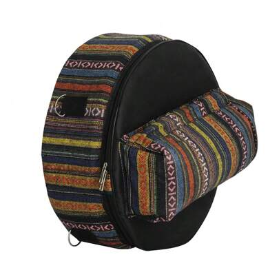 Etn-isk stil Snare Drum Bag Shaman Drum Vattentät Oxford Snare Drum Ryggsäck med yttre fickor Drum Bag Instrument Tillbehör Förvaringsväska