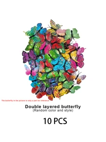 Set de 1/5/10/15 piezas Lámpara de mariposa 3D cambiable de color, de una o dos capas, decoración del hogar, decoración de pared y mesa para lugares románticos (los colores de las mariposas se envían al azar), decoración del hogar, decoración de habitación, decoración de pared