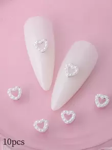 10 pièces Charms d'ongles de la Saint-Valentin Mini Charms en forme de cœur, fournitures pour ongles de style luxueux rouge rose Y2K, convient pour les accessoires d'ongles multifonctionnels DIY, les ongles courts, la French manucure - Multicolore - Voir 11