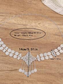 Four-Pointed Star & Coin Pendant Hand-Inlaid Rhinestone Metal Alloy Waist Chain, Women's Party Wedding Holiday Waistband - Belt Waist Chain - View 4