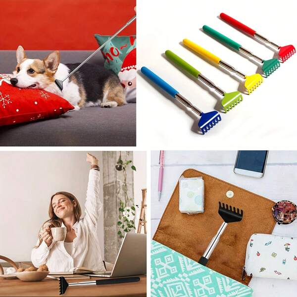 1 peça de aço inoxidável telescópico para arranhar as costas com alças de borracha macia - massageador portátil e fácil de usar para arranhar com segurança e conforto - presente perfeito para o Dia de Ação de Graças, aniversário e Natal