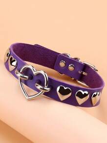 1pc Adjustable Gothic Heart Shaped Ring Leather Collar Necklace, Unisex For Daily, Festival, Party, Halloween, Christmas, Valentine's Day Celebration, Fashion Accessory - Multicolor - View 11