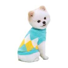 Suéteres de malha multicoloridos para cães, outono/inverno, roupas quentes e casuais para animais de estimação com estampas de coração e diamante