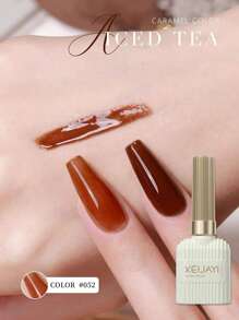 XEIJAYI 1瓶15毫升冰茶美甲凝胶，半永久可卸UV凝胶指甲油，美甲设计热门礼物，适合女性